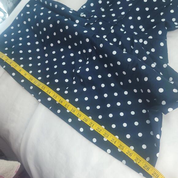 Lauren Ralph Lauren Dark Navy White Polka Dots Tie Waist A-line Size 8 Dress - Picture 9 of 10